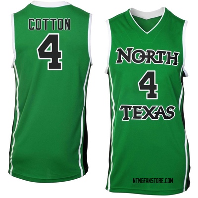 Men's Alex Cotton North Texas Mean Green Replica Basketball Jersey - Green